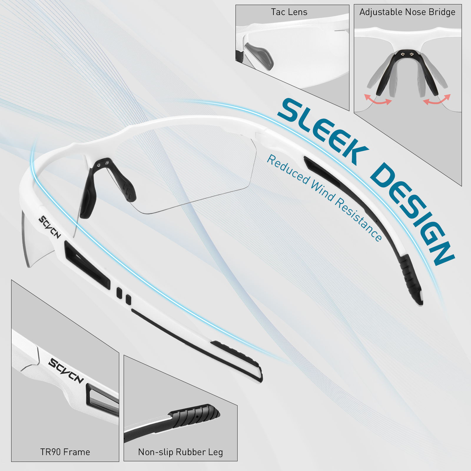 Оптовая цена 7,50 $ США Поляризационные фотохромные спортивные очки SCVCN S86