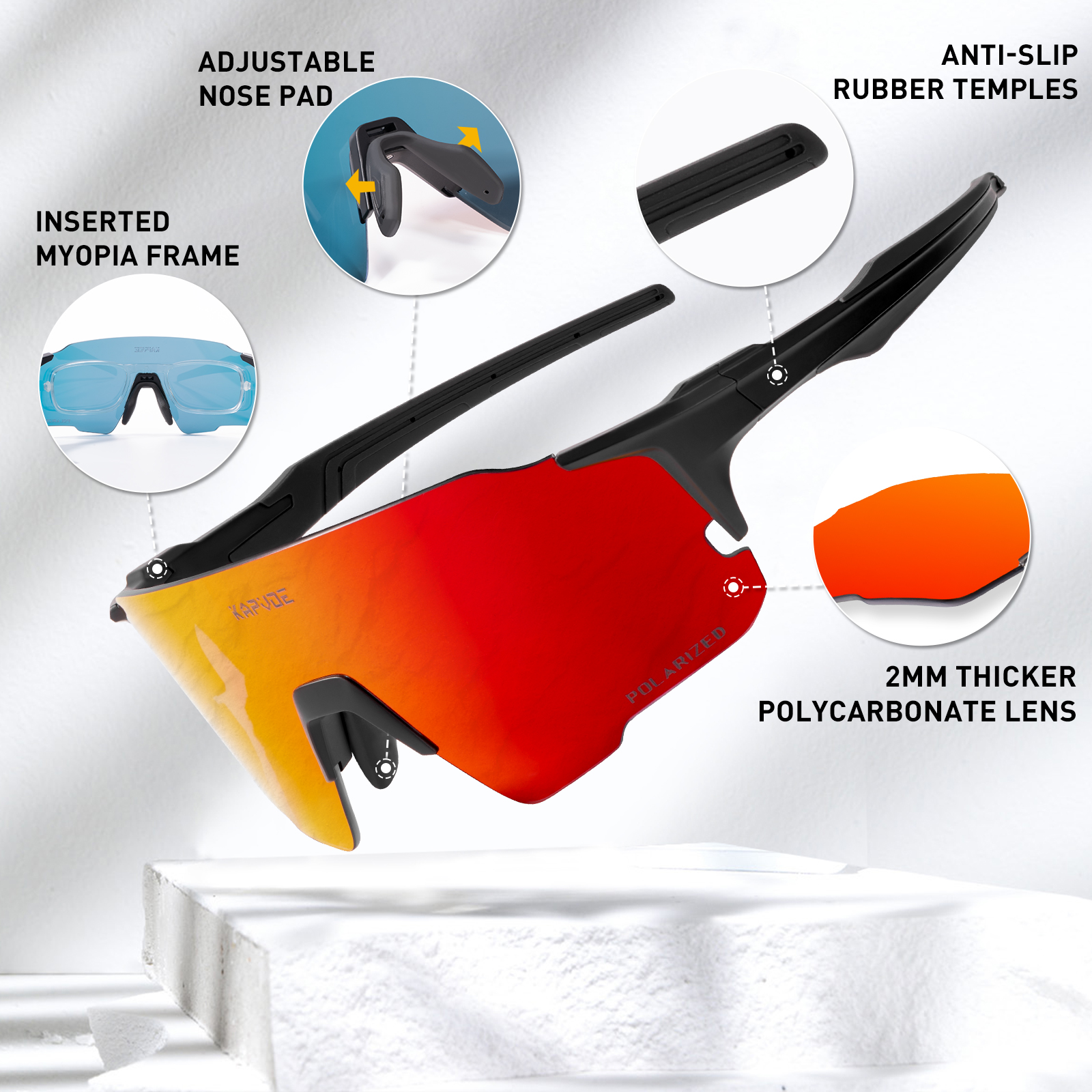 Оптовая цена 8,00 $ США Капвоэ K92-Q Поляризованные спортивные очки для активного отдыха